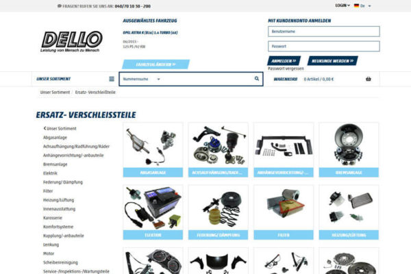 Onlineshop mit ERP-System Dello Fahrzeugteilegroßhandel