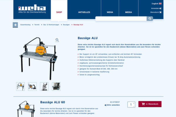 Onlineshop mit ERP-System Weha