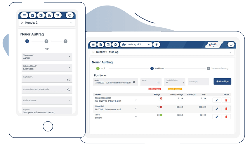 Mobile CRM App Auftragsanlage