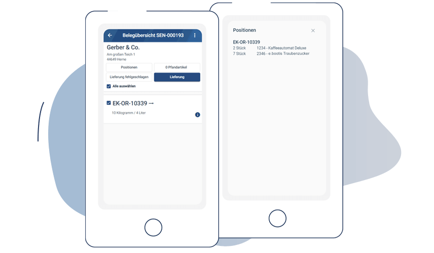 Mobile Delivery Belegübersicht