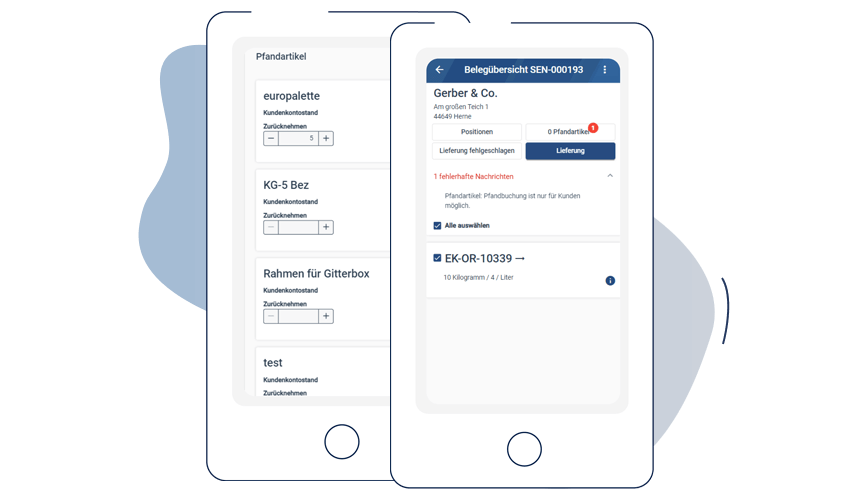 Mobile Delivery App Pfandartikel
